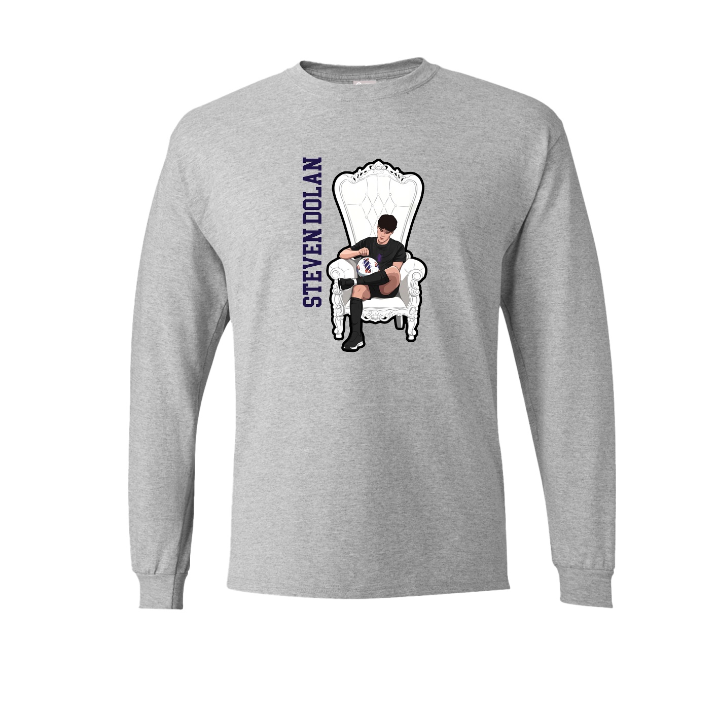 Long Sleeve Tee — Name Vertical in Grey