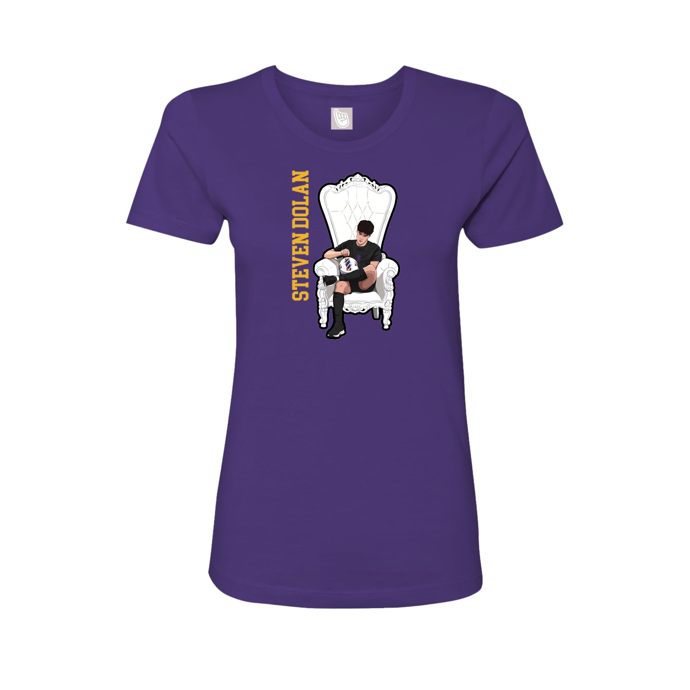 Fitted Women's Tee — Name Vertical in Purple