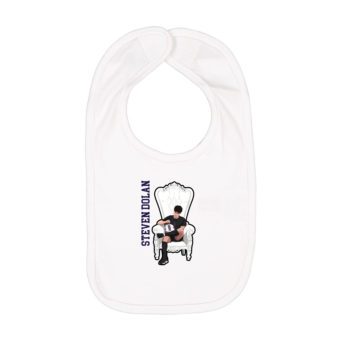 Infant Bib — Name Vertical in White