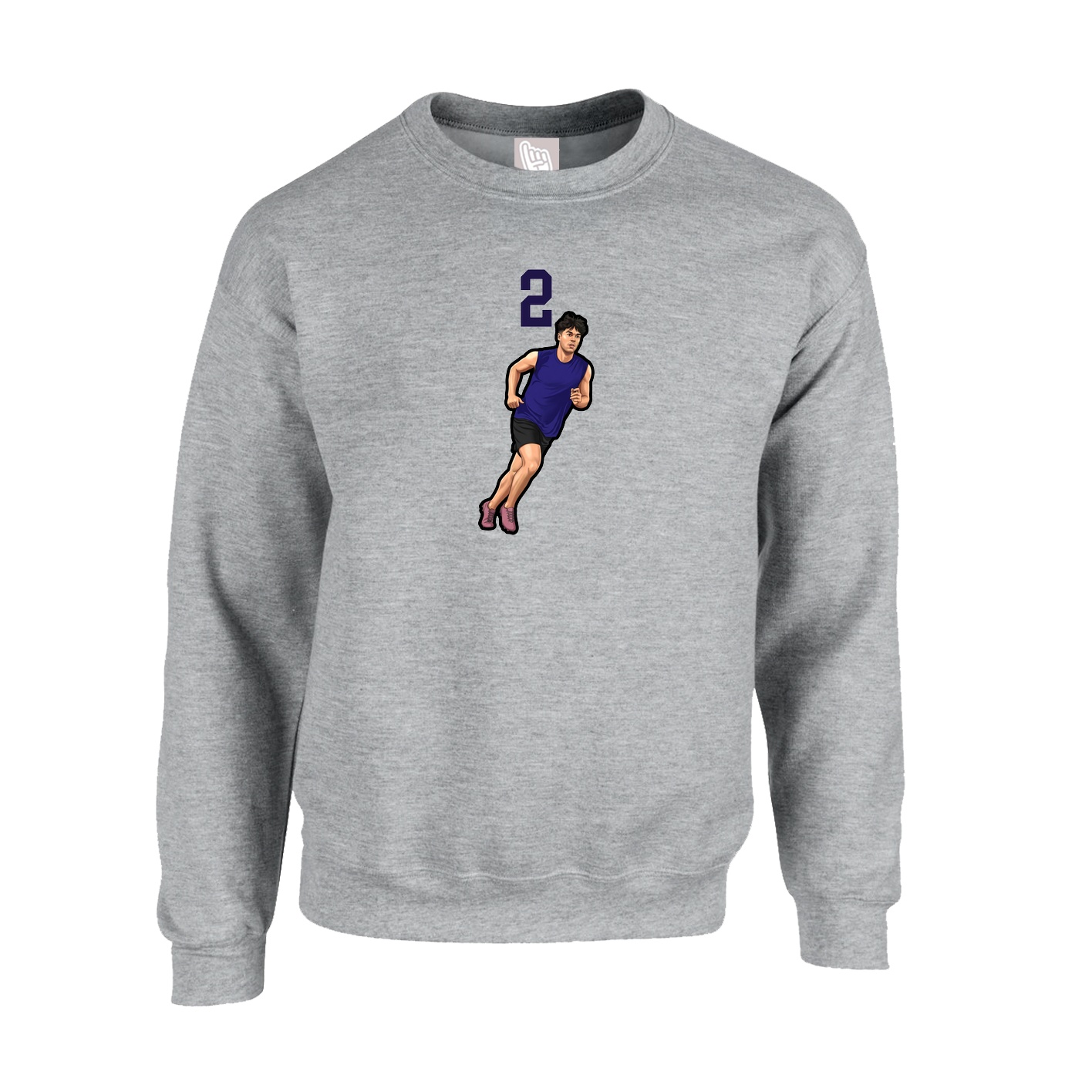 Fleece Crew — Number Top in Grey