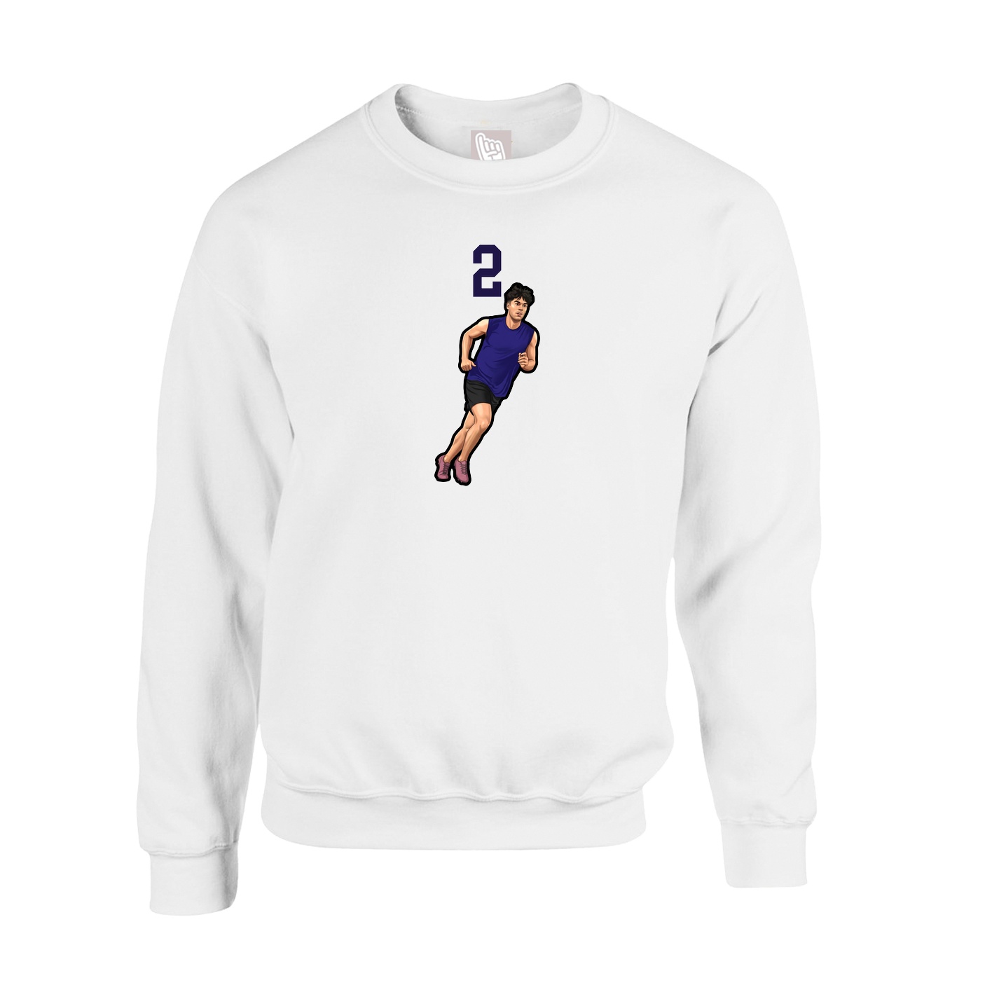 Fleece Crew — Number Top in White