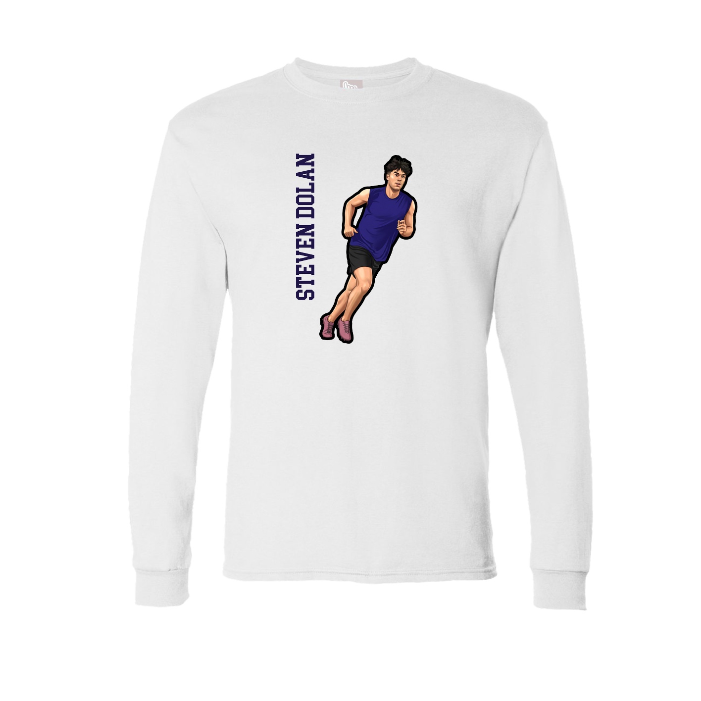 Long Sleeve Tee — Name Vertical in White