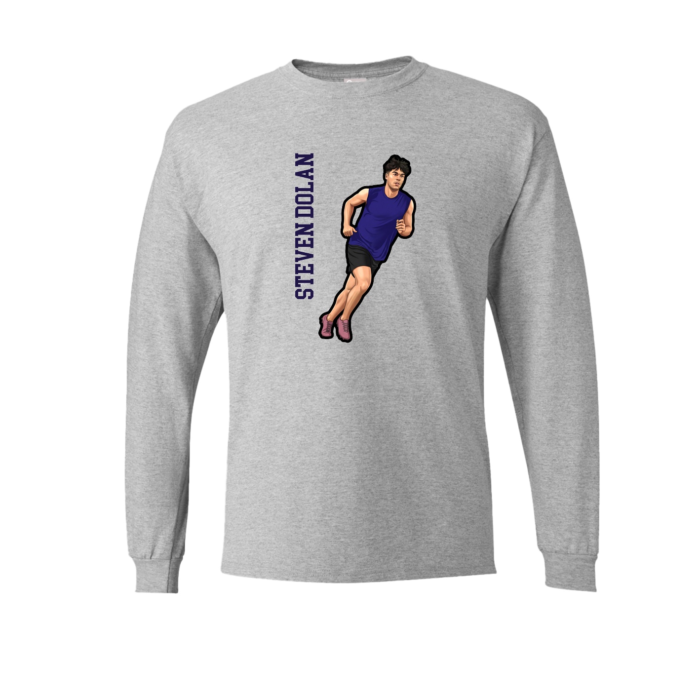Long Sleeve Tee — Name Vertical in Grey
