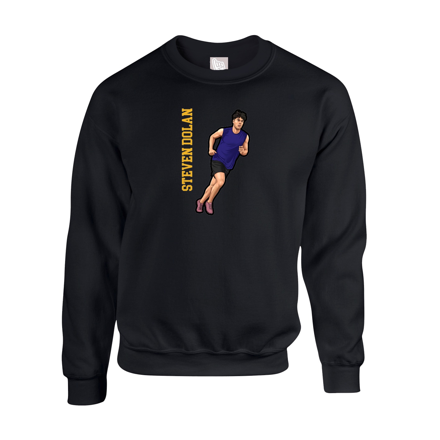 Fleece Crew — Name Vertical in Black