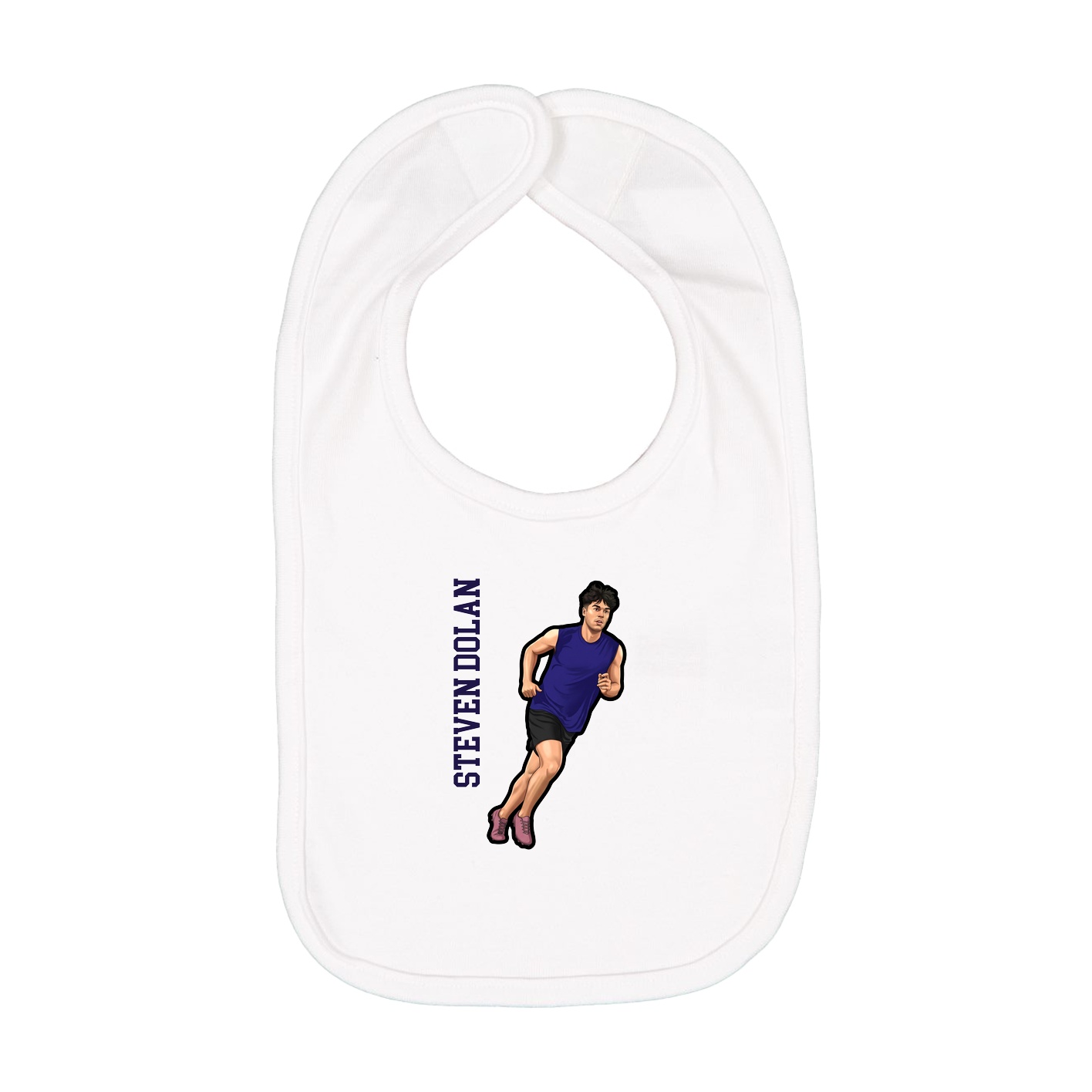 Infant Bib — Name Vertical in White