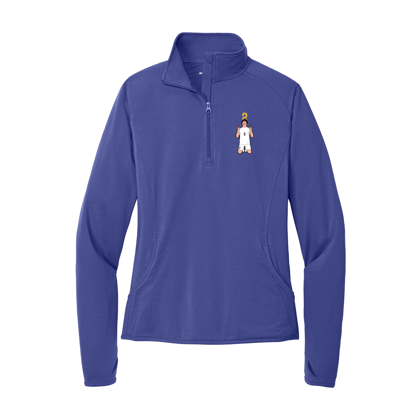 Women's Q-Zip Pullover — Number Top in Purple