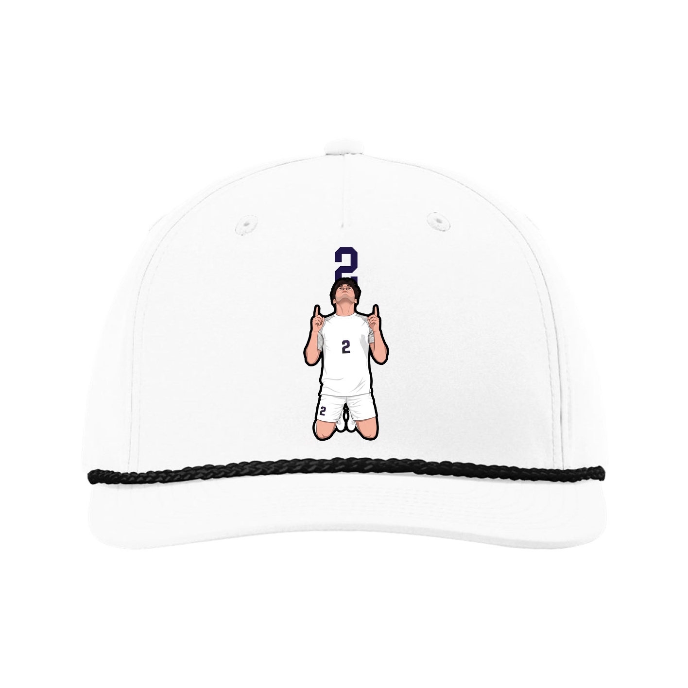 Five-Panel Classic Rope Cap — Number Top in White