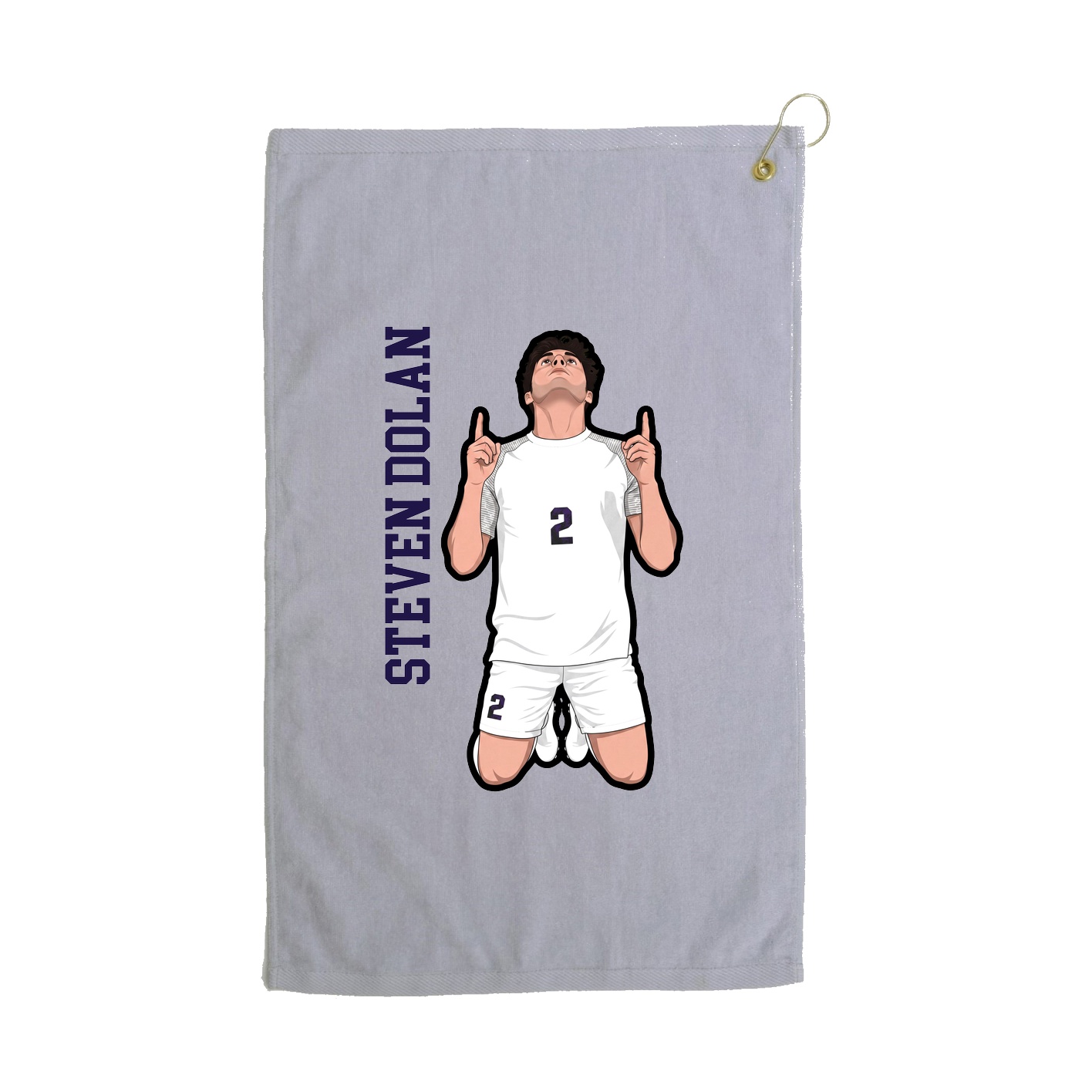 Golf Towel — Name Vertical in Grey