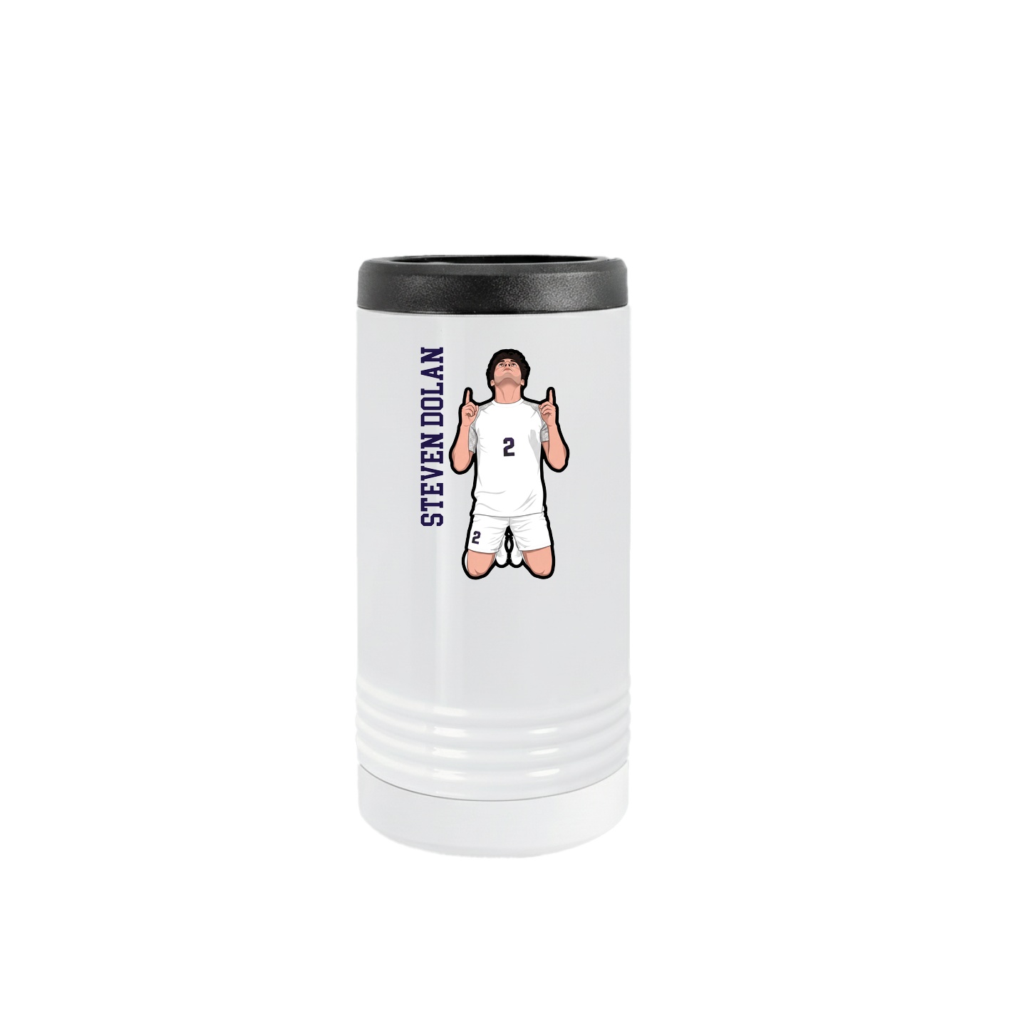 Slim Beverage Holder — Name Vertical in White
