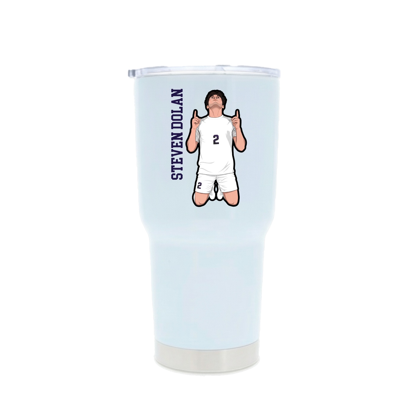 30oz Stainless Steel Tumbler — Name Vertical in White