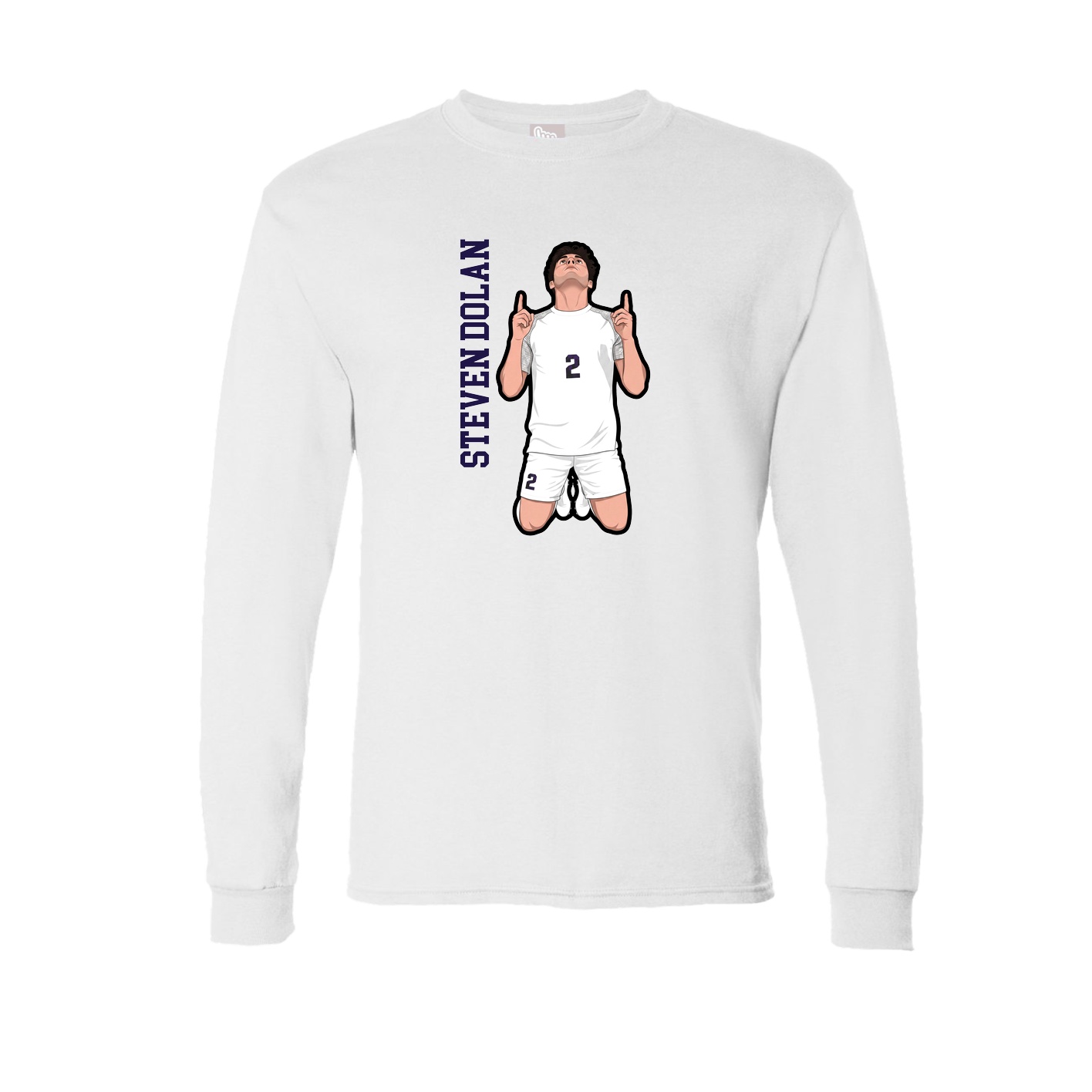 Long Sleeve Tee — Name Vertical in White
