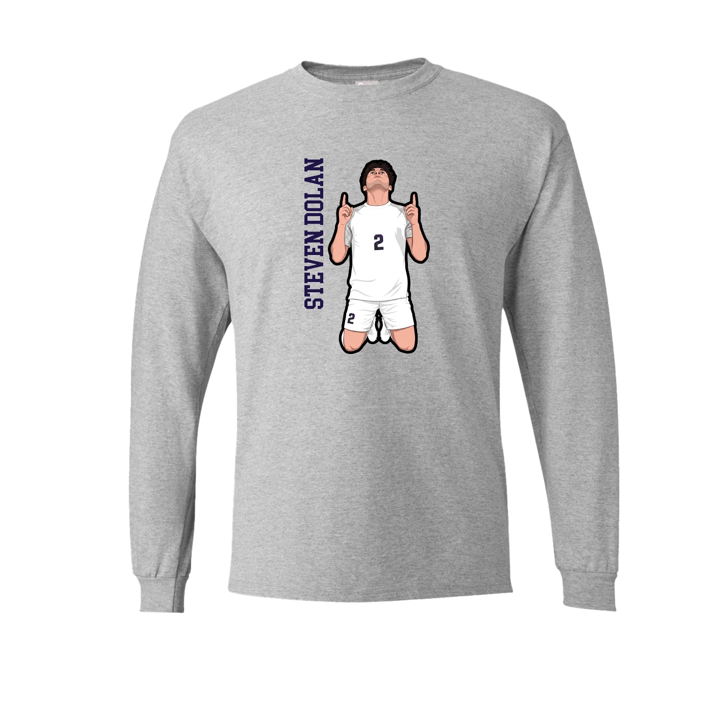 Long Sleeve Tee — Name Vertical in Grey