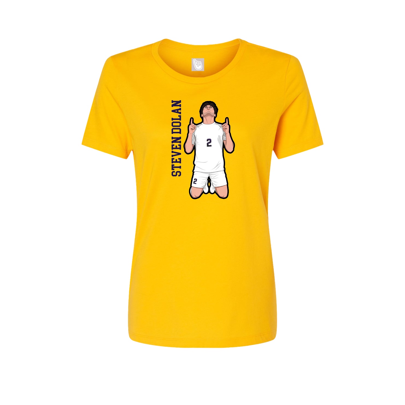 Fitted Women's Tee — Name Vertical in Gold