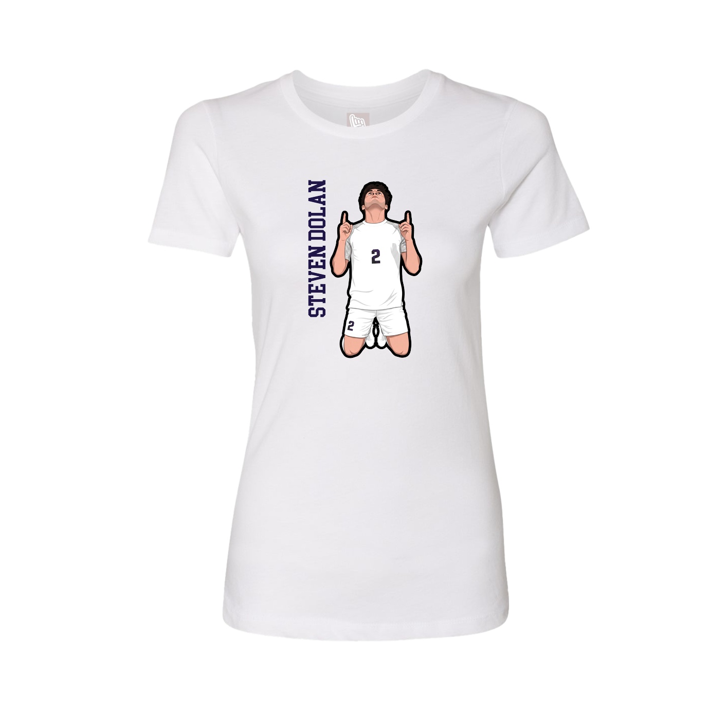 Womens Tee — Name Vertical in White
