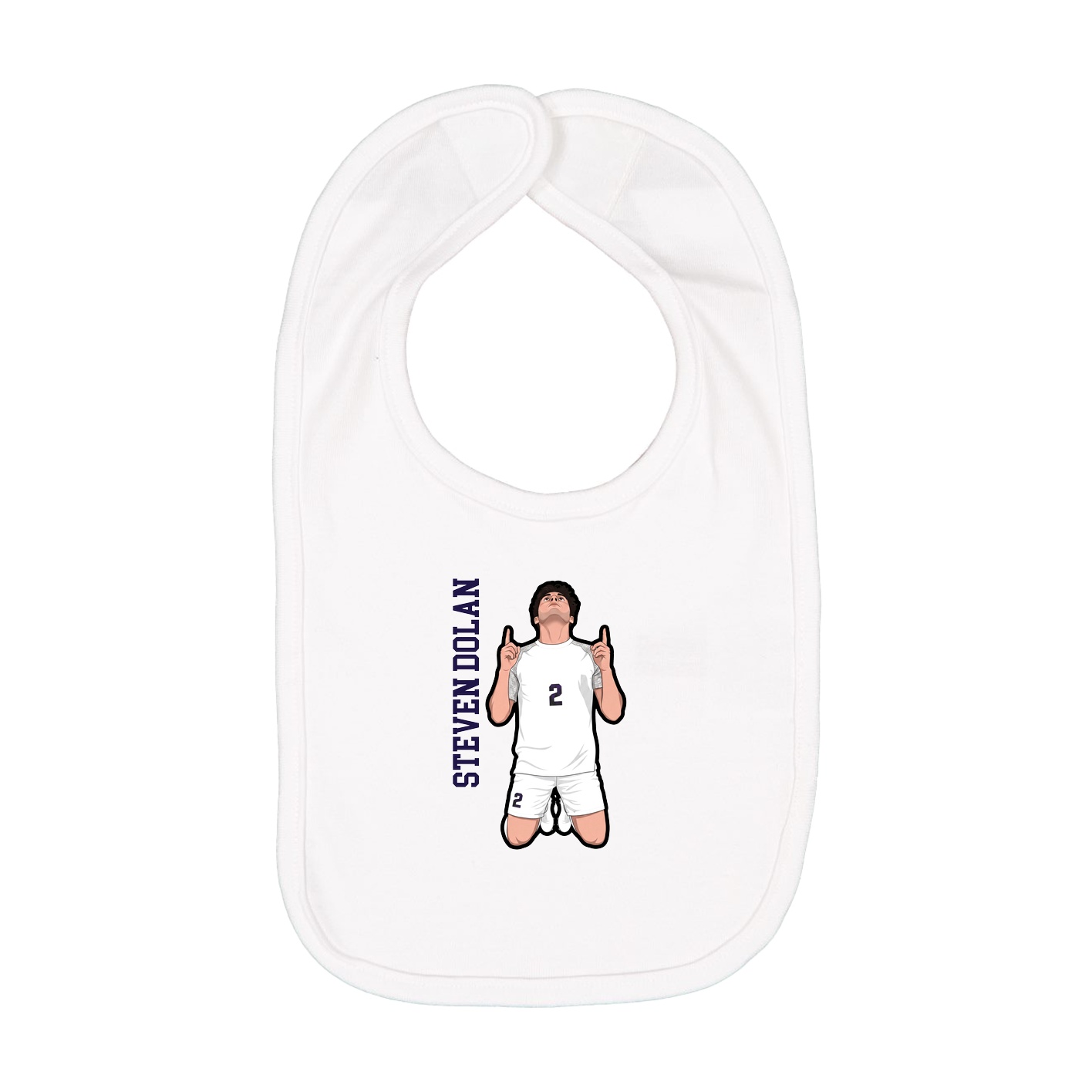 Infant Bib — Name Vertical in White