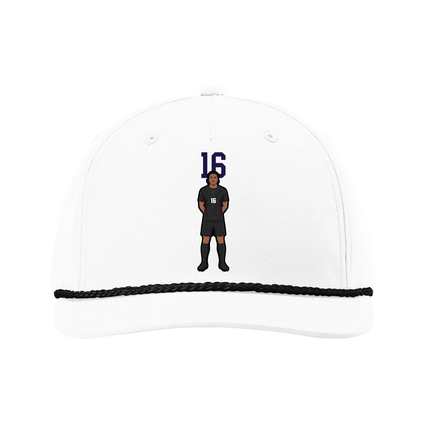 Five-Panel Classic Rope Cap — Number Top in White