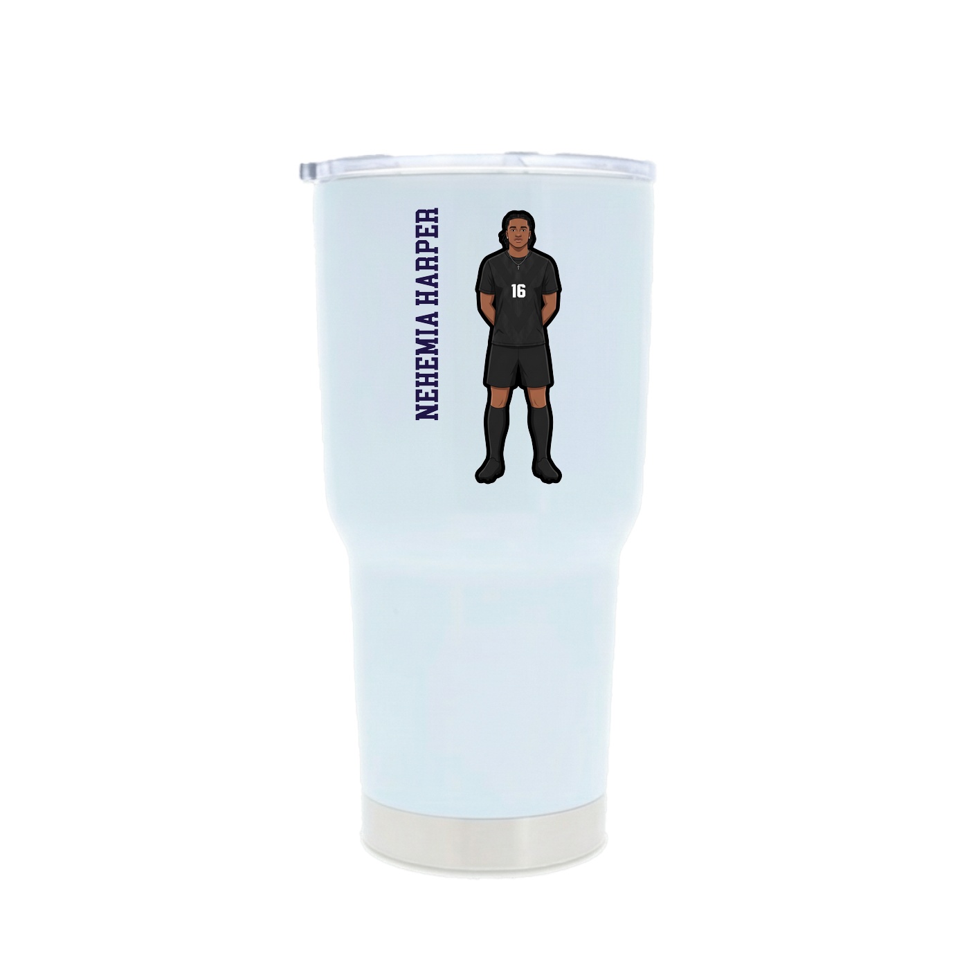 30oz Stainless Steel Tumbler — Name Vertical in White