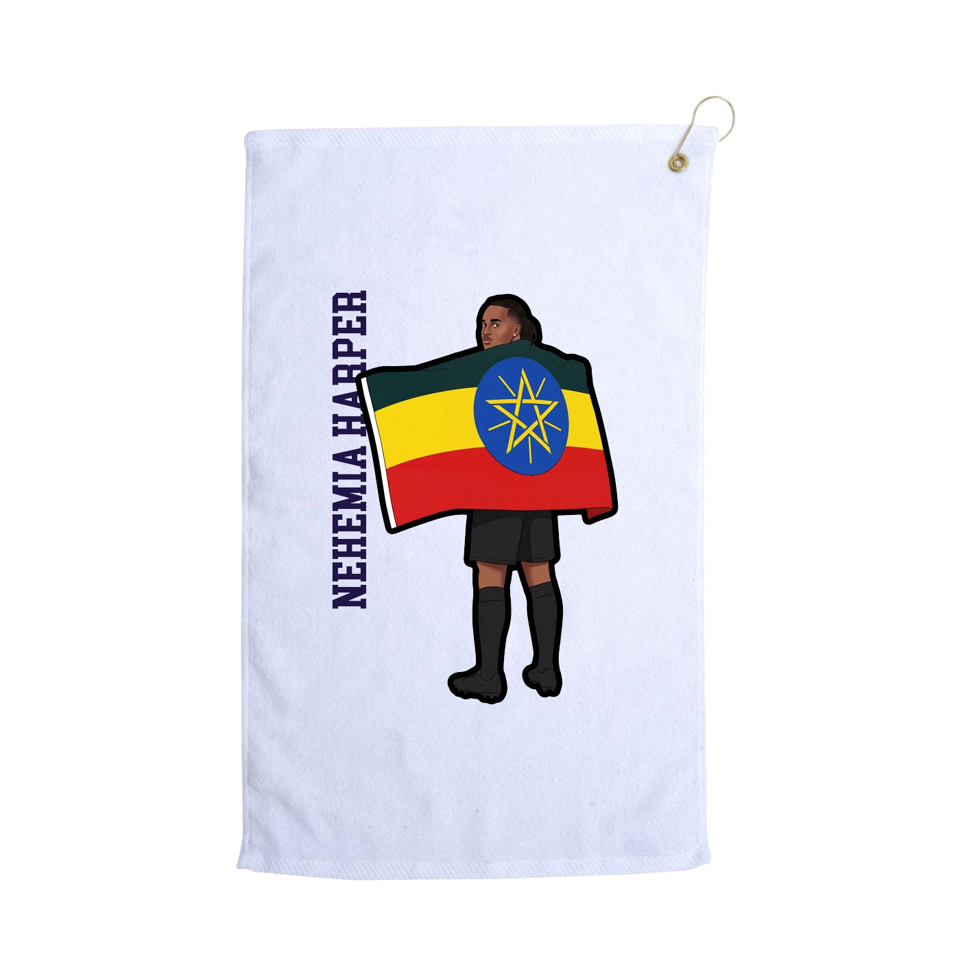 Golf Towel — Name Vertical in White