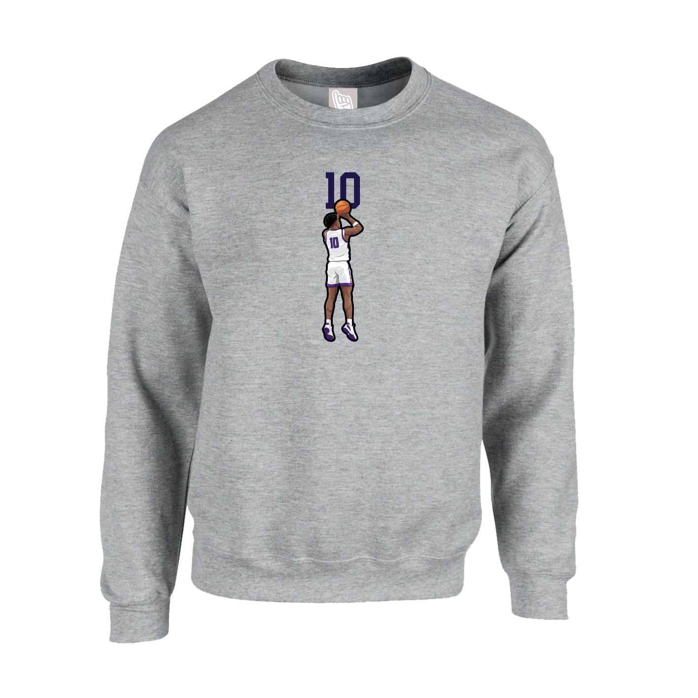 Fleece Crew — Number Top in Grey