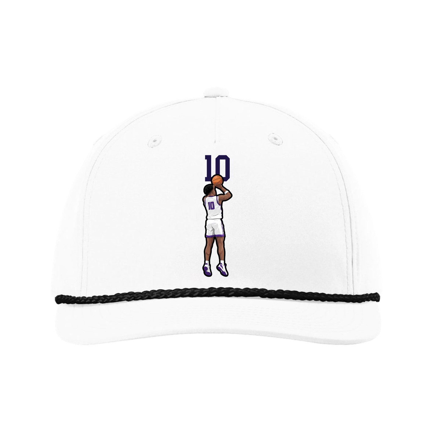 Five-Panel Classic Rope Cap — Number Top in White