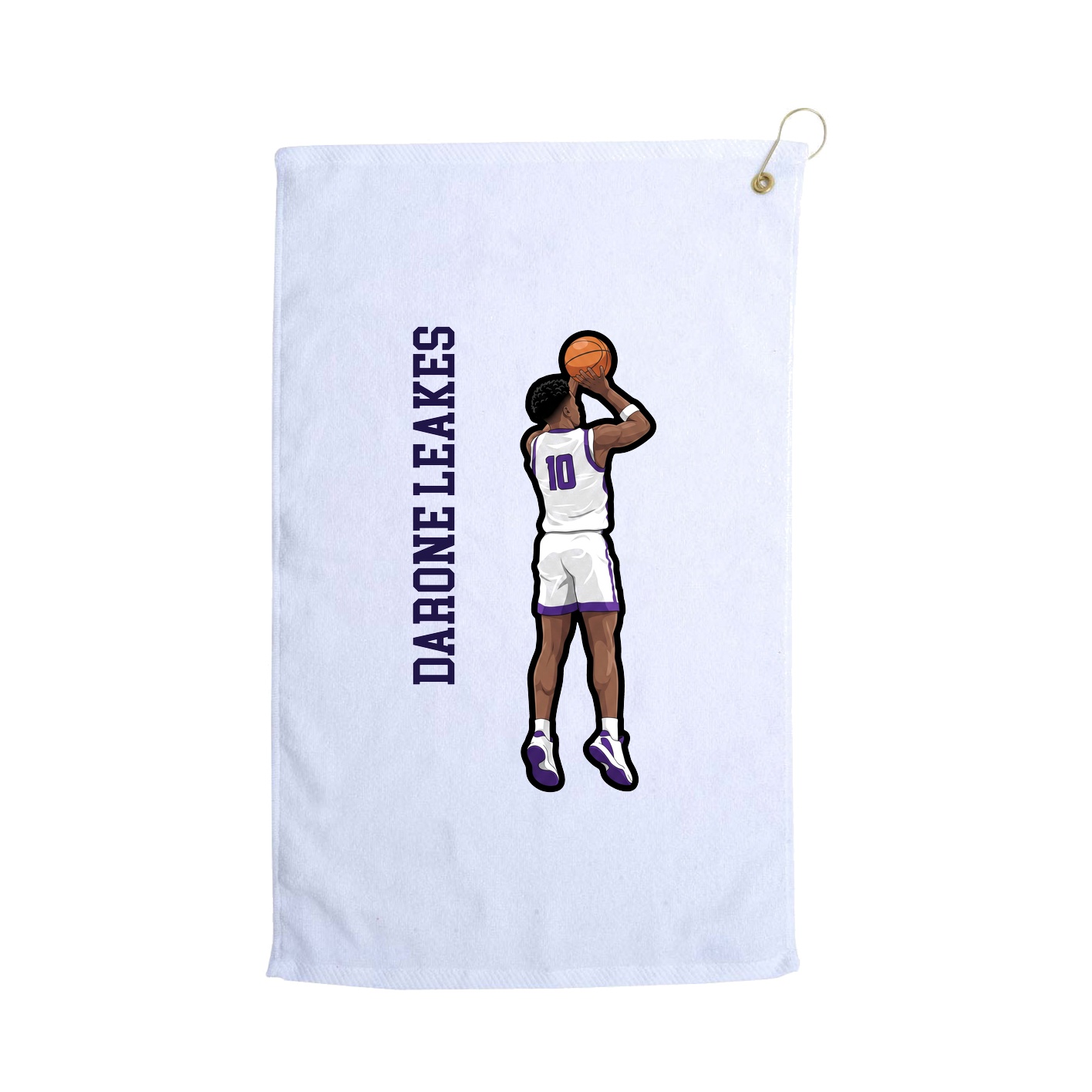 Golf Towel — Name Vertical in White