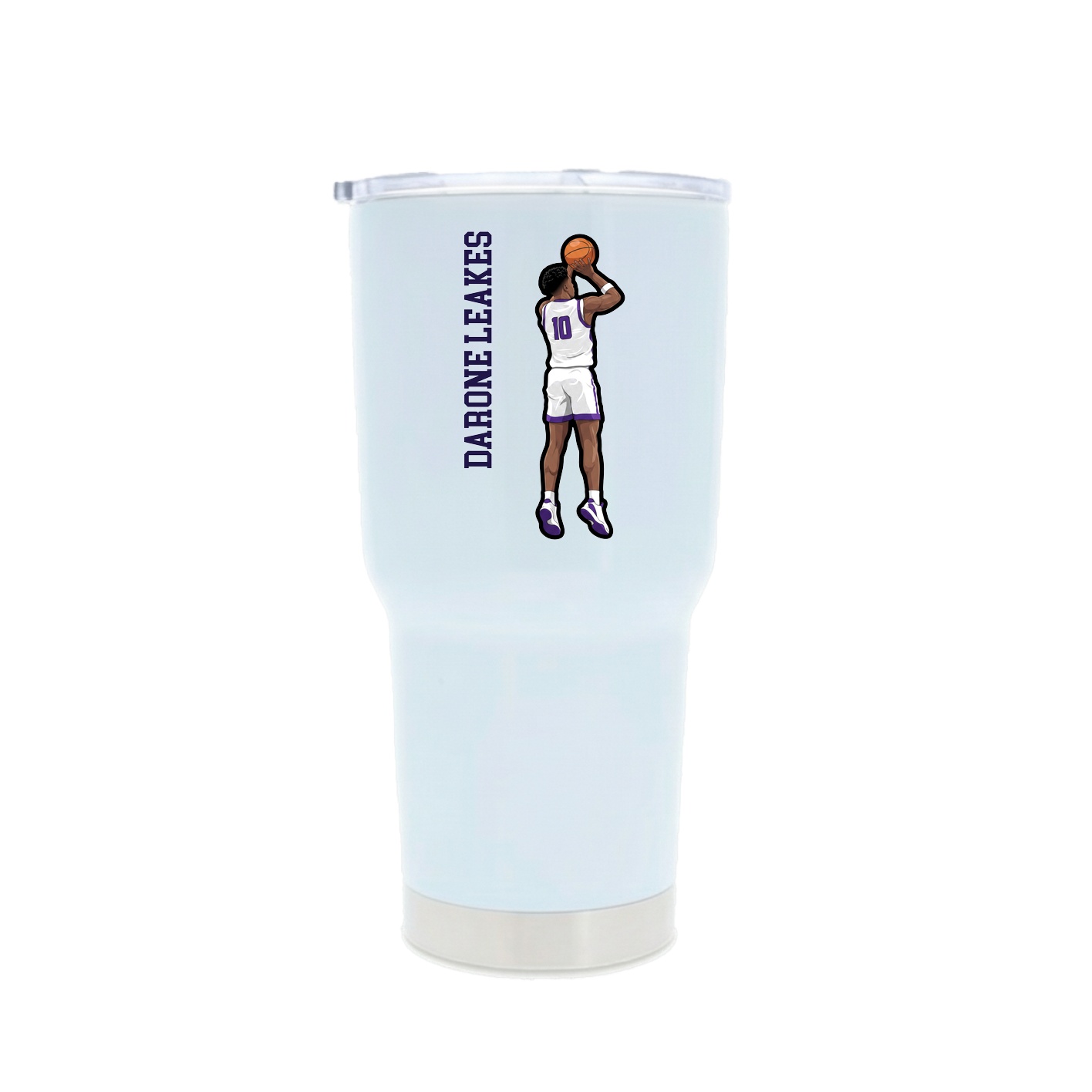 30oz Stainless Steel Tumbler — Name Vertical in White
