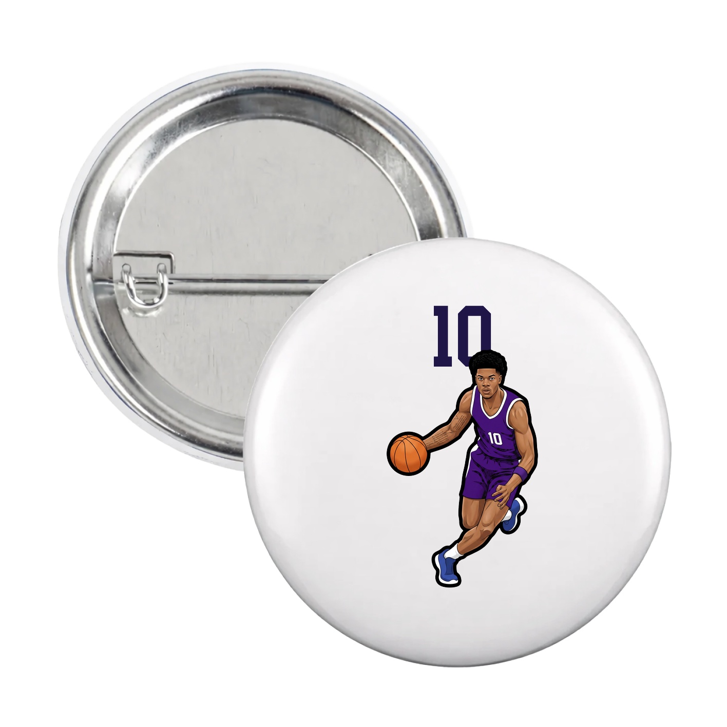 Game Day Button — Number Top in White