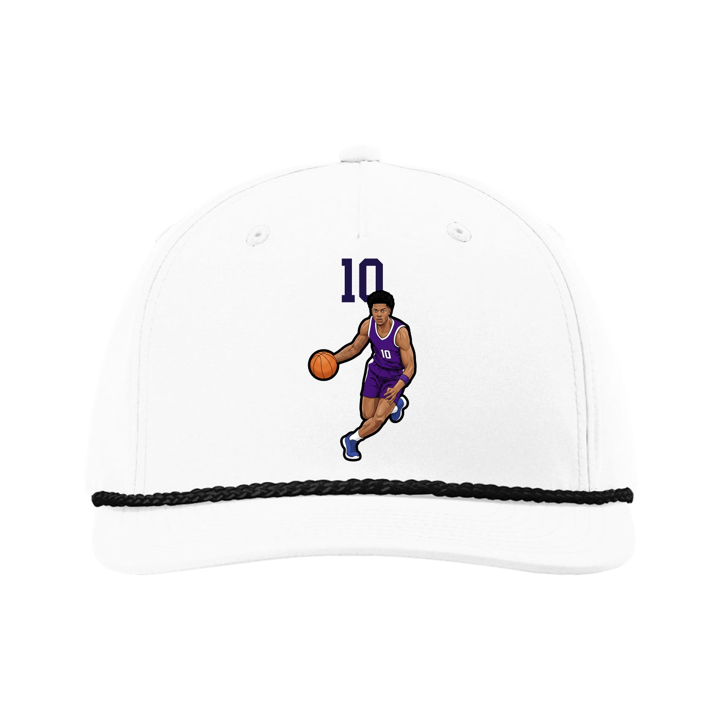 Five-Panel Classic Rope Cap — Number Top in White
