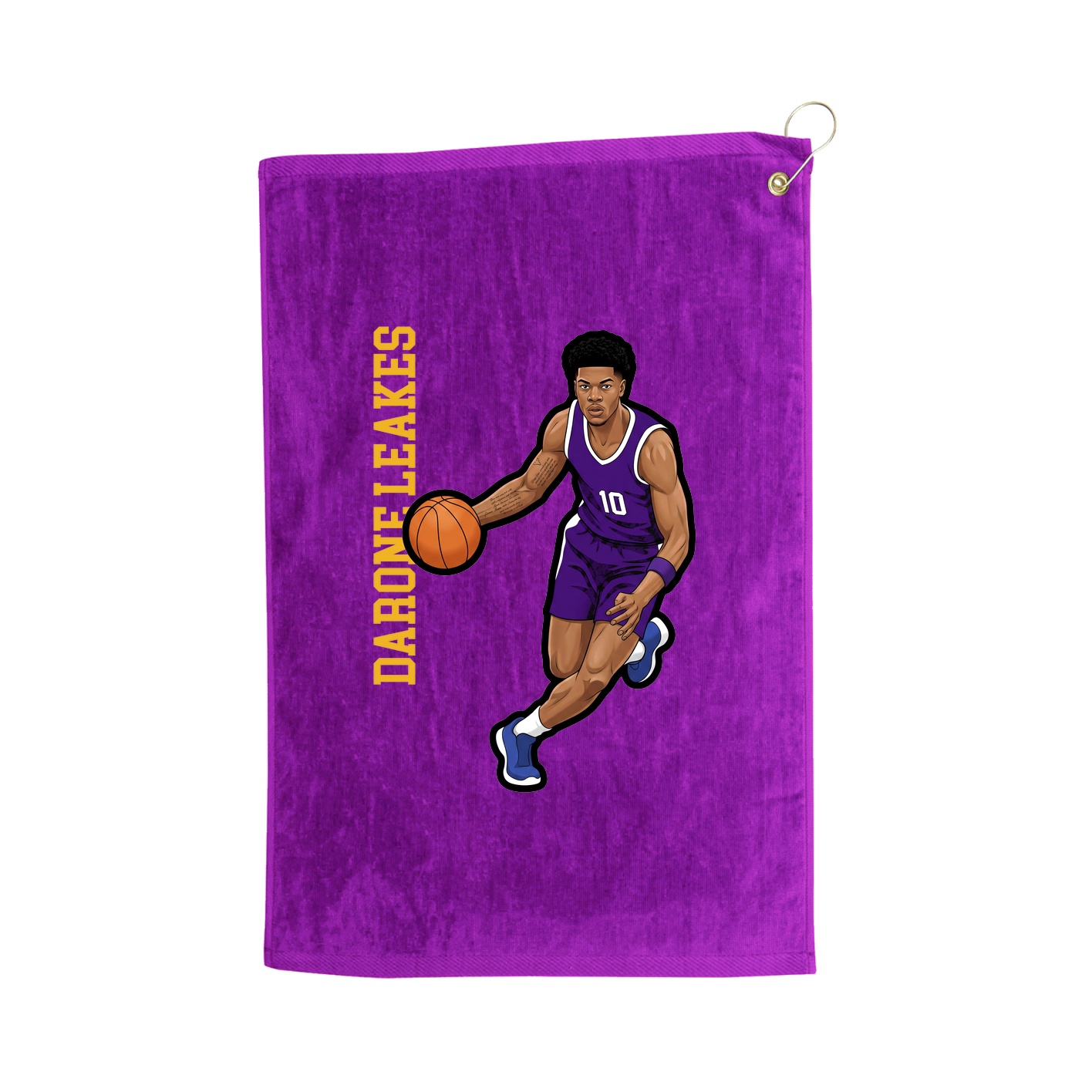 Golf Towel — Name Vertical in Purple