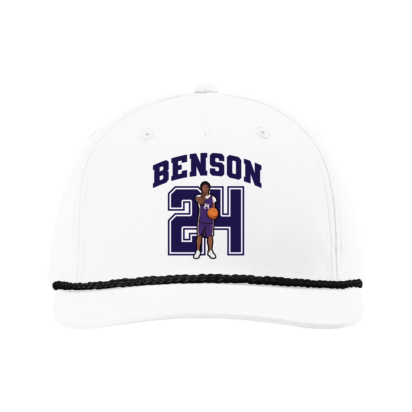 Five-Panel Classic Rope Cap — Number in White