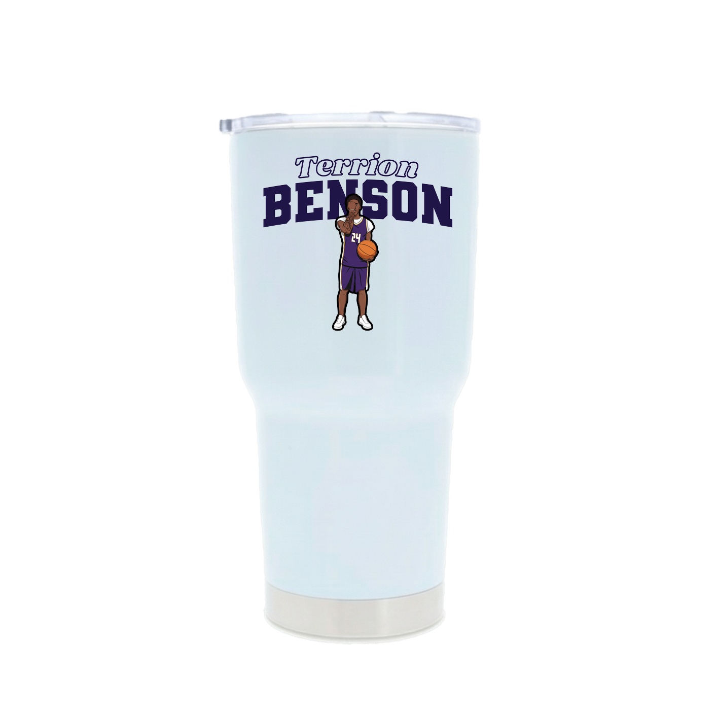 30oz Stainless Steel Tumbler — Name Arch in White