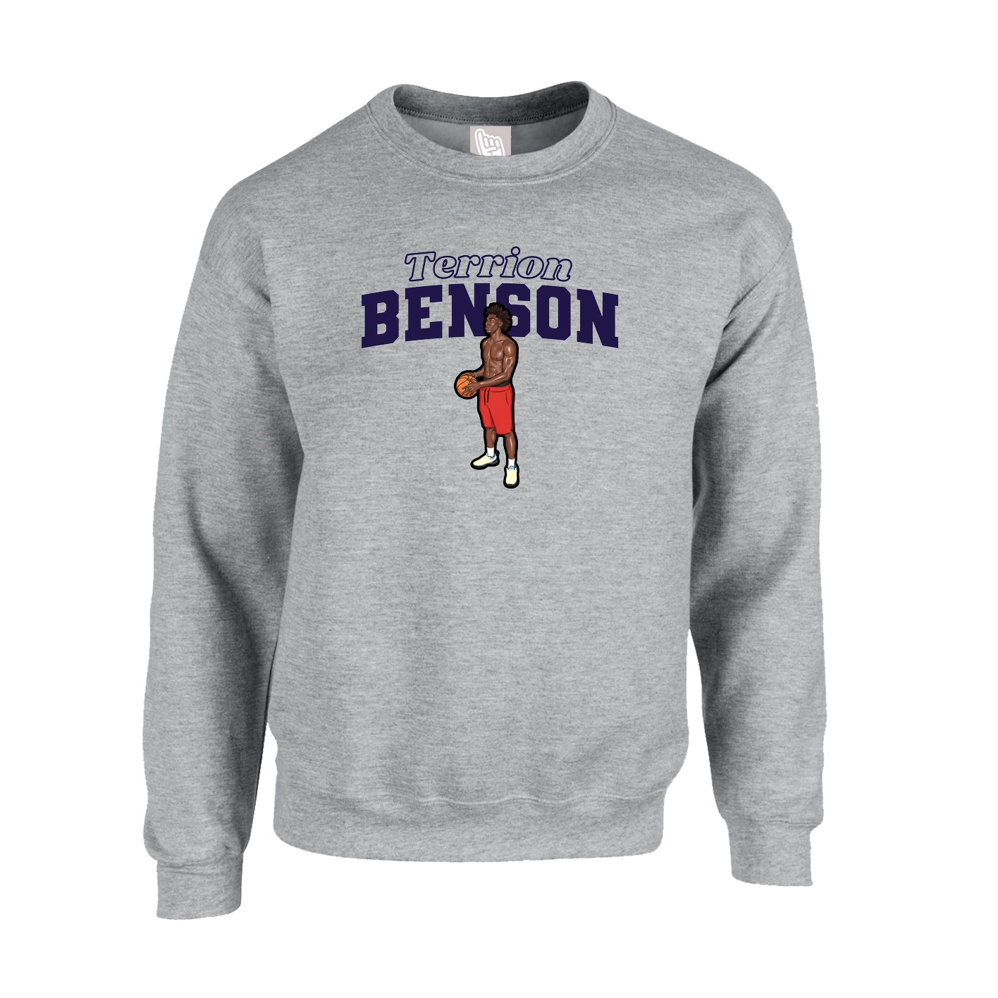 Fleece Crew — Name Arch in Grey