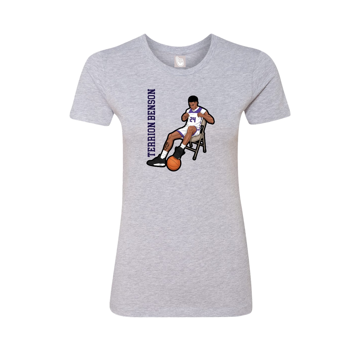 Fitted Women's Tee — Name Vertical in Grey