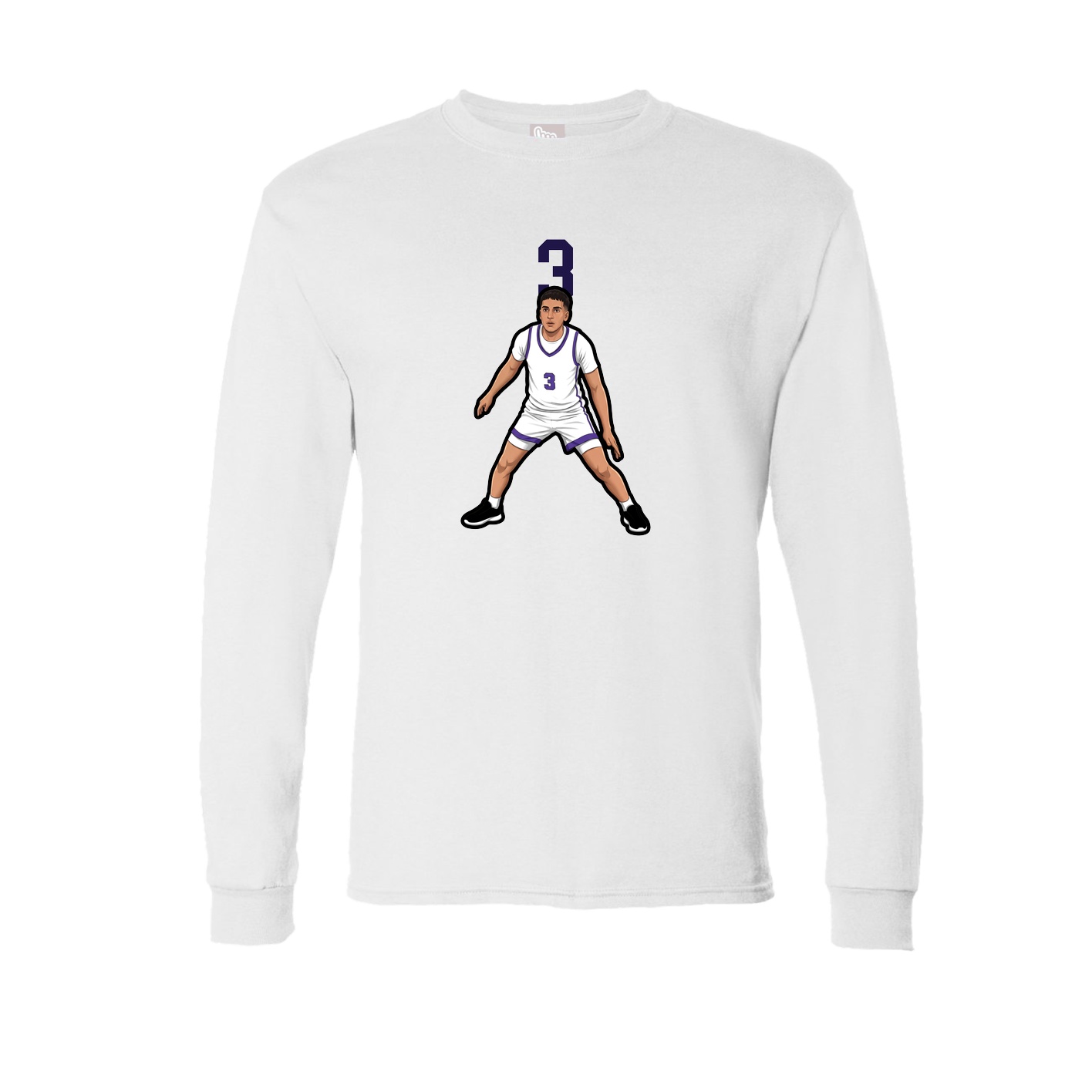 Long Sleeve Tee — Number Top in White