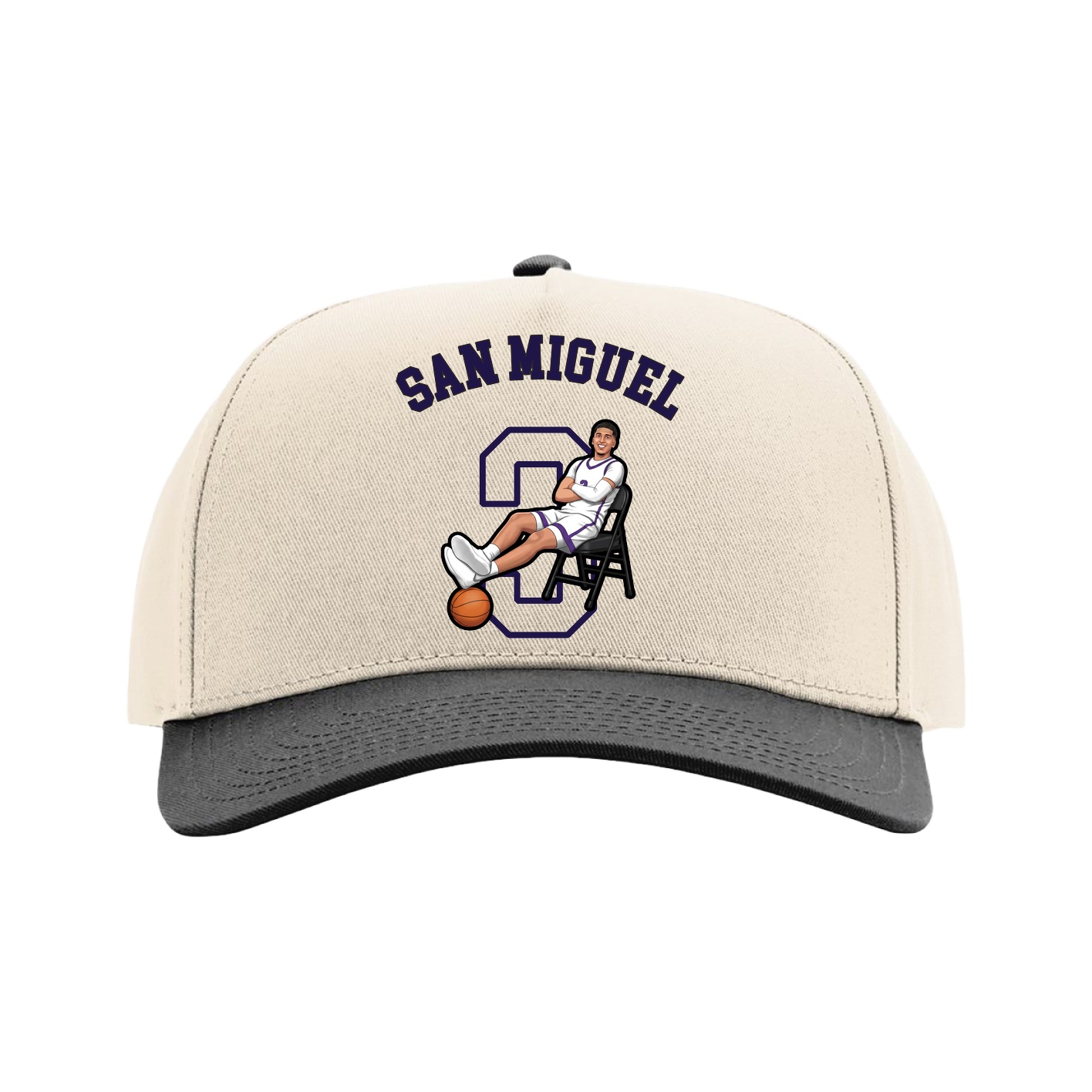 Full Fabric Five-Panel Champ Cap — Shirsey Arch in Cream/Black