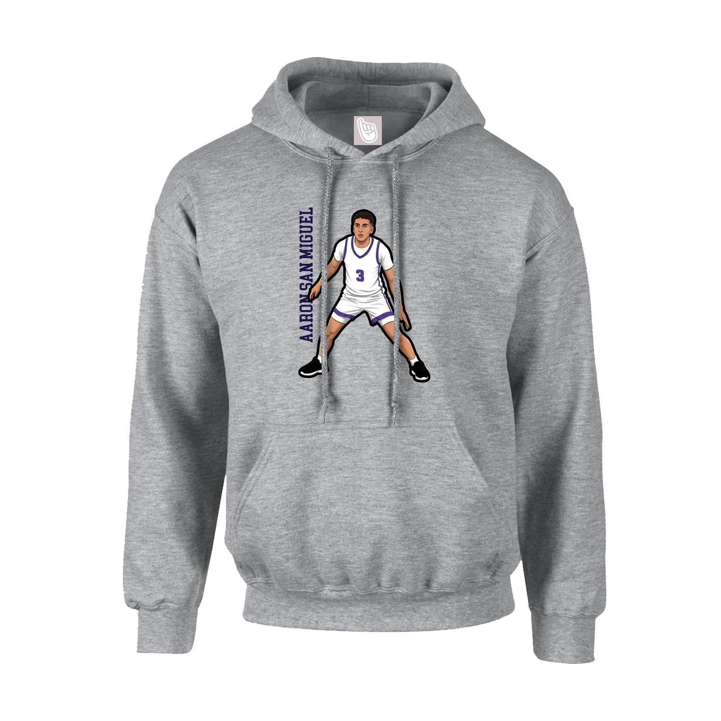 Hoodie — Name Vertical in Grey