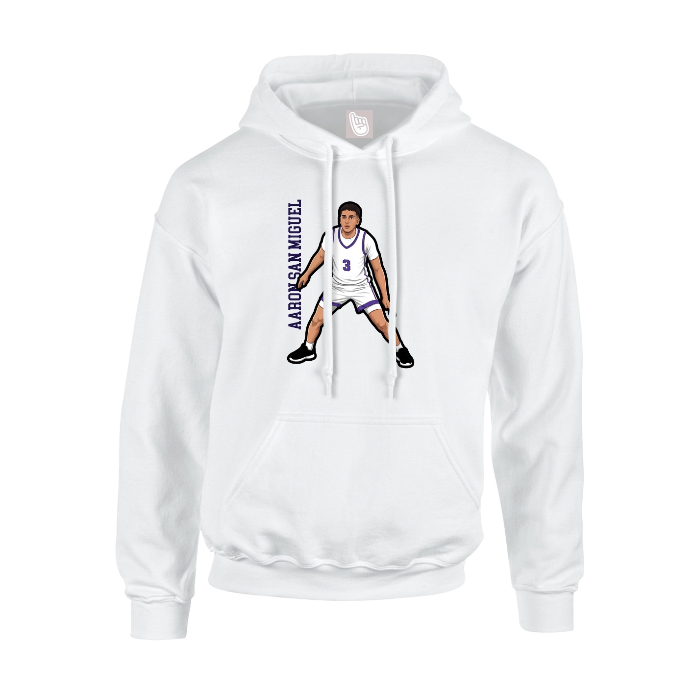 Youth Hoodie — Name Vertical in White