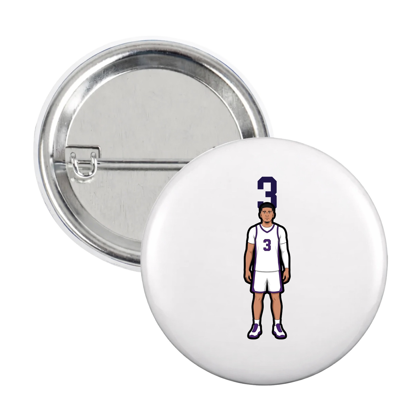 Game Day Button — Number Top in White