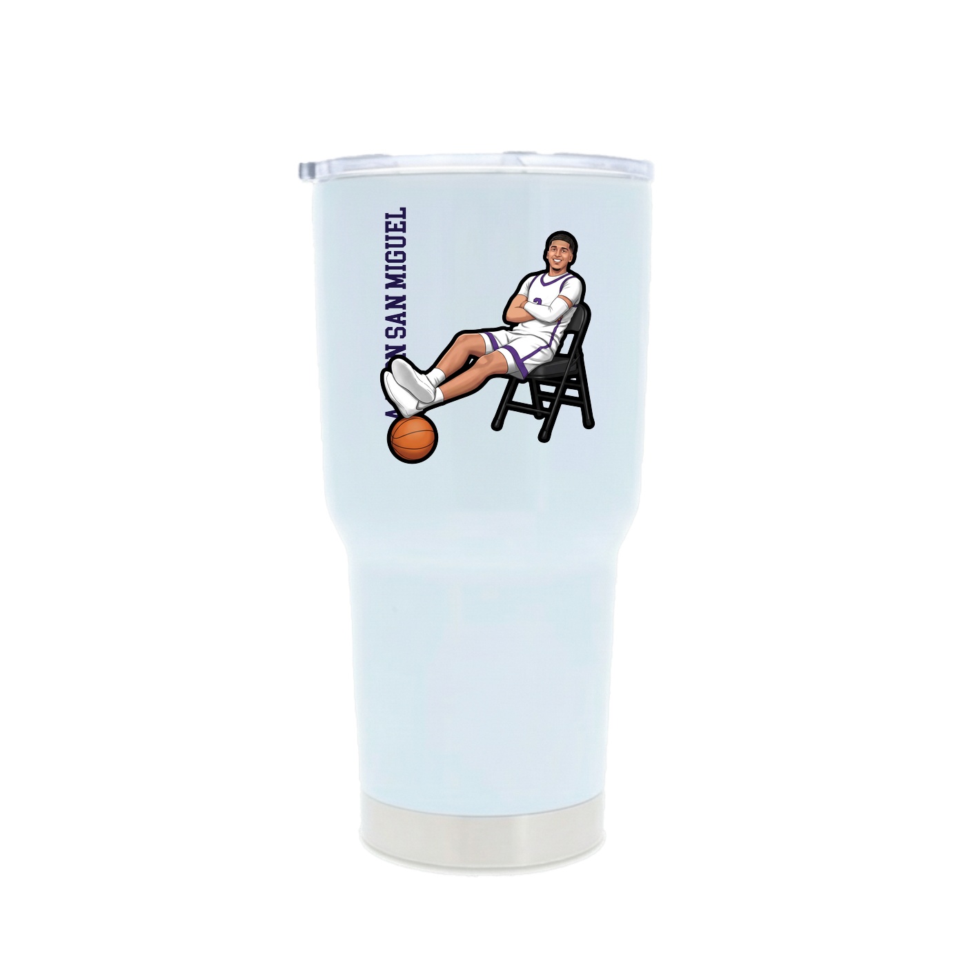 30oz Stainless Steel Tumbler — Name Vertical in White