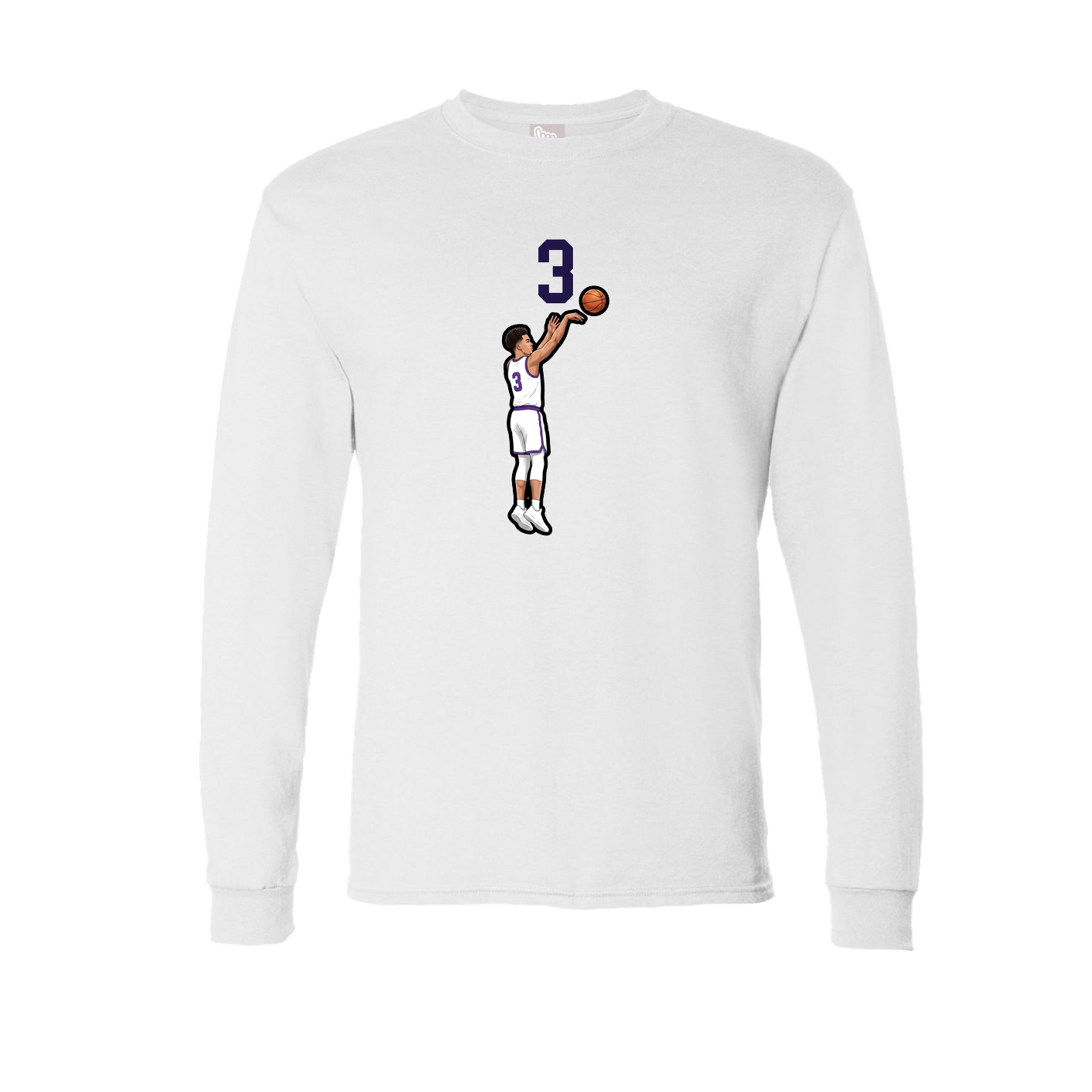 Long Sleeve Tee — Number Top in White