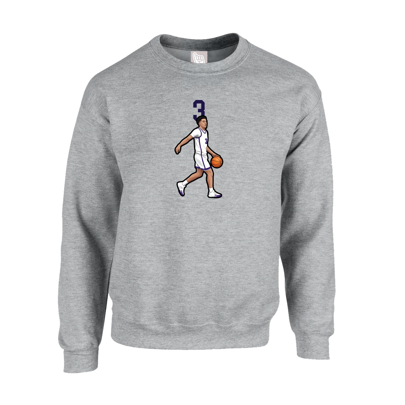 Fleece Crew — Number Top in Grey