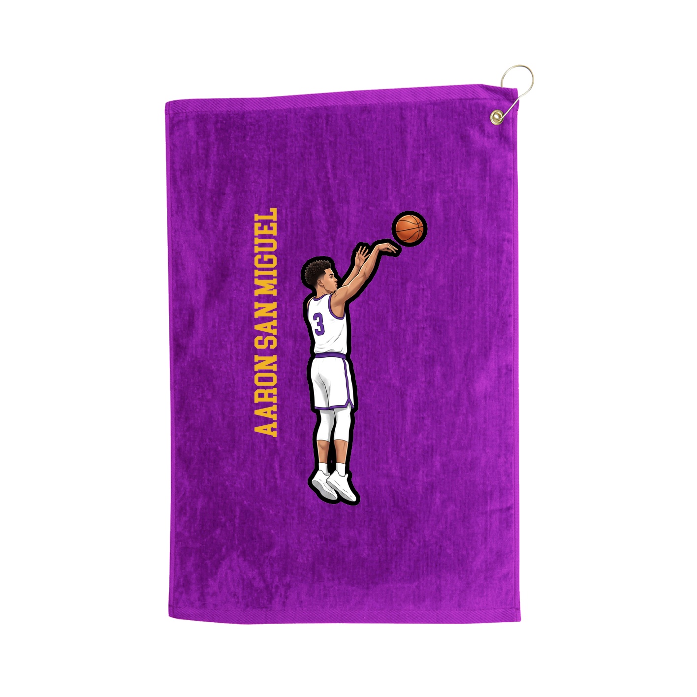 Golf Towel — Name Vertical in Purple