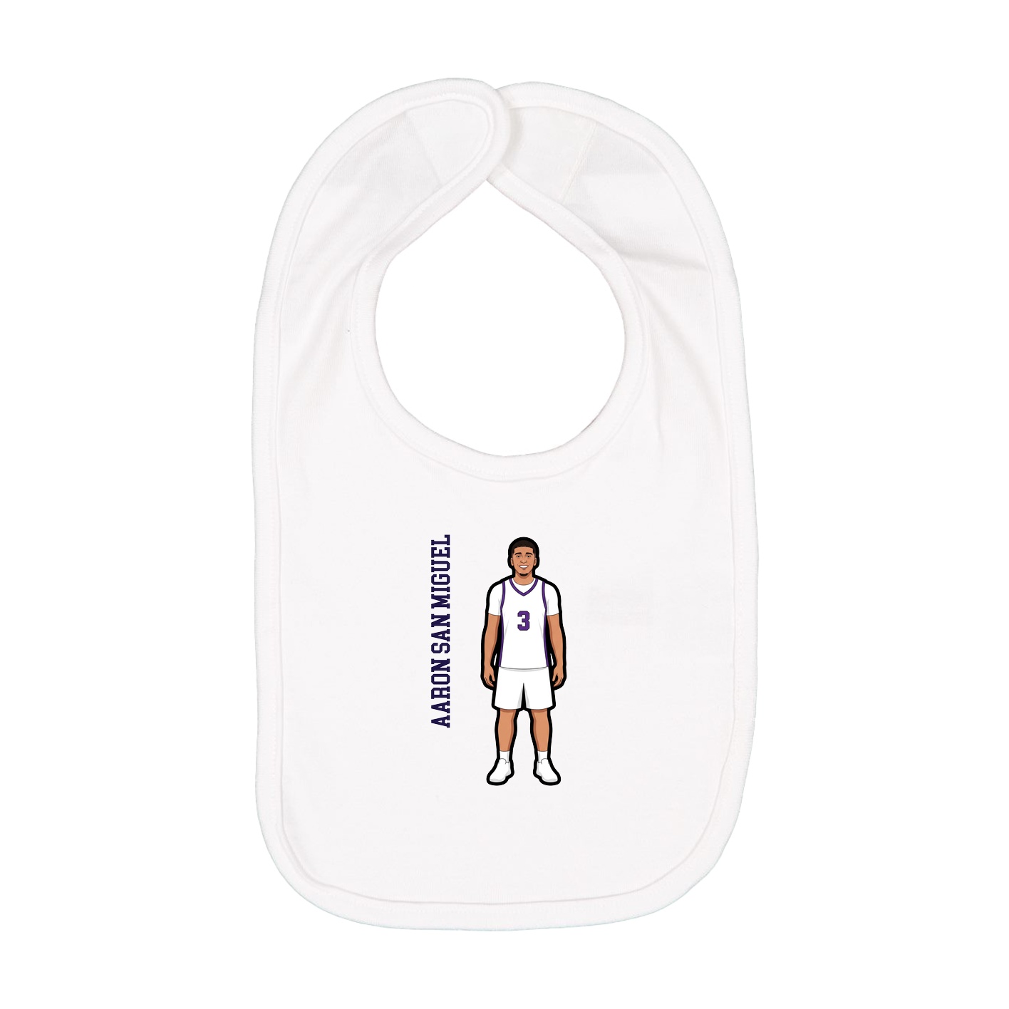 Infant Bib — Name Vertical in White