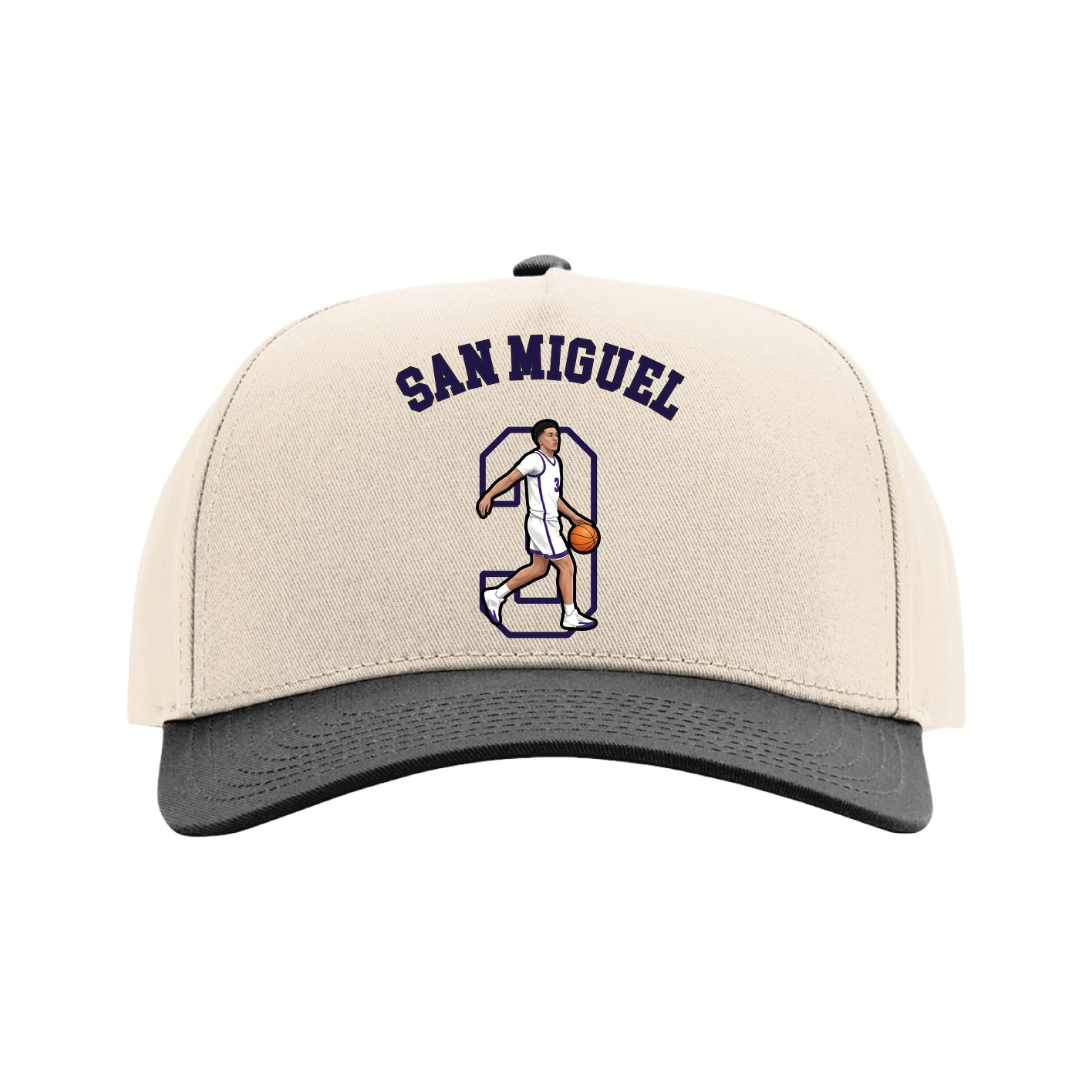 Full Fabric Five-Panel Champ Cap — Shirsey Arch in Cream/Black