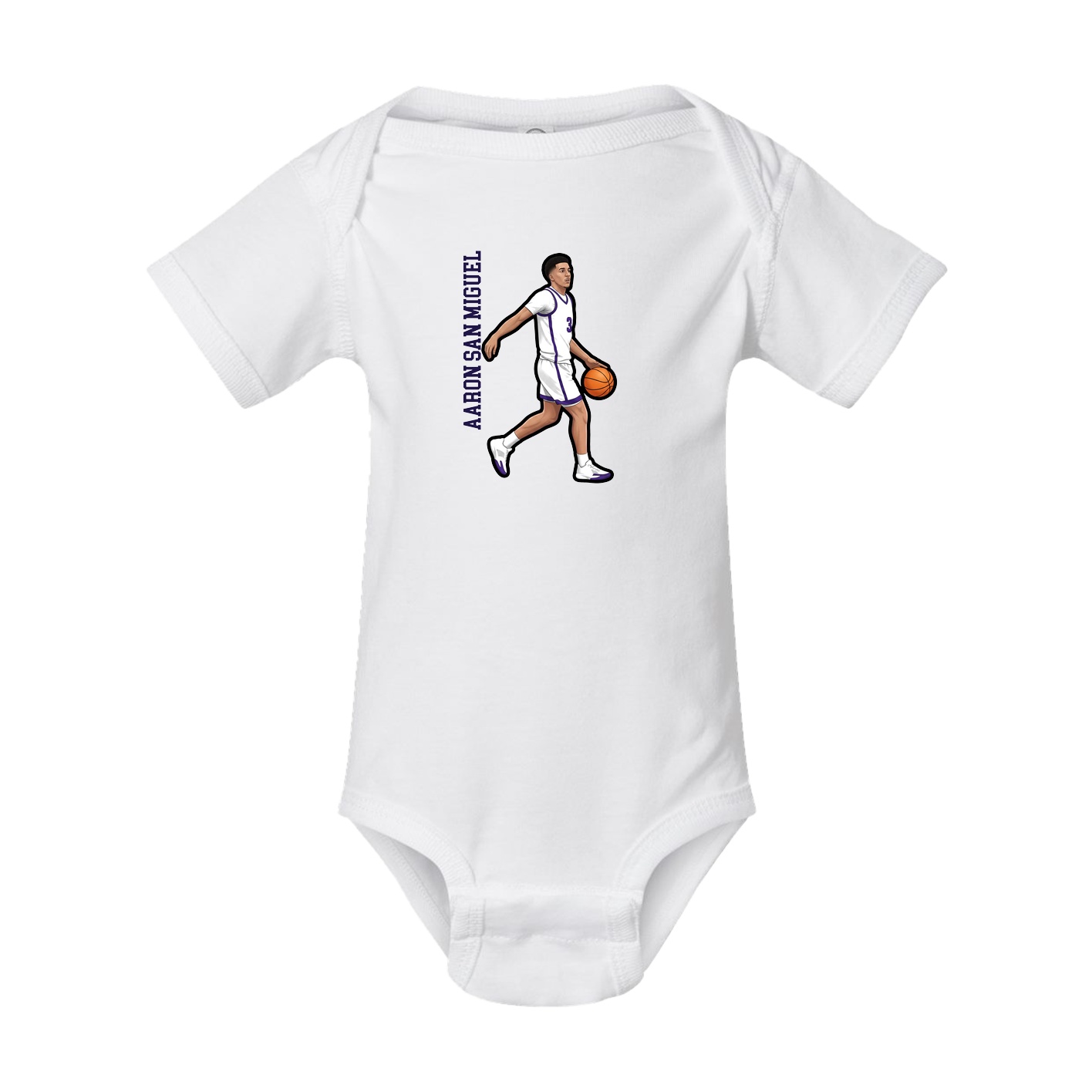 Baby Onesie — Name Vertical in White