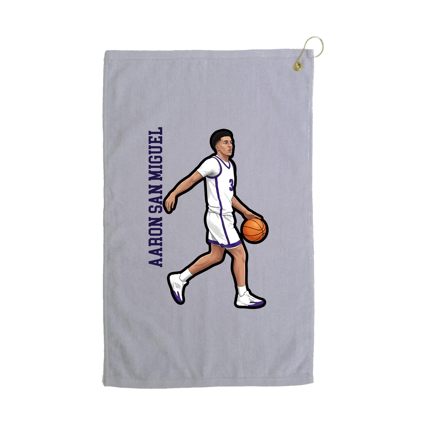 Golf Towel — Name Vertical in Grey