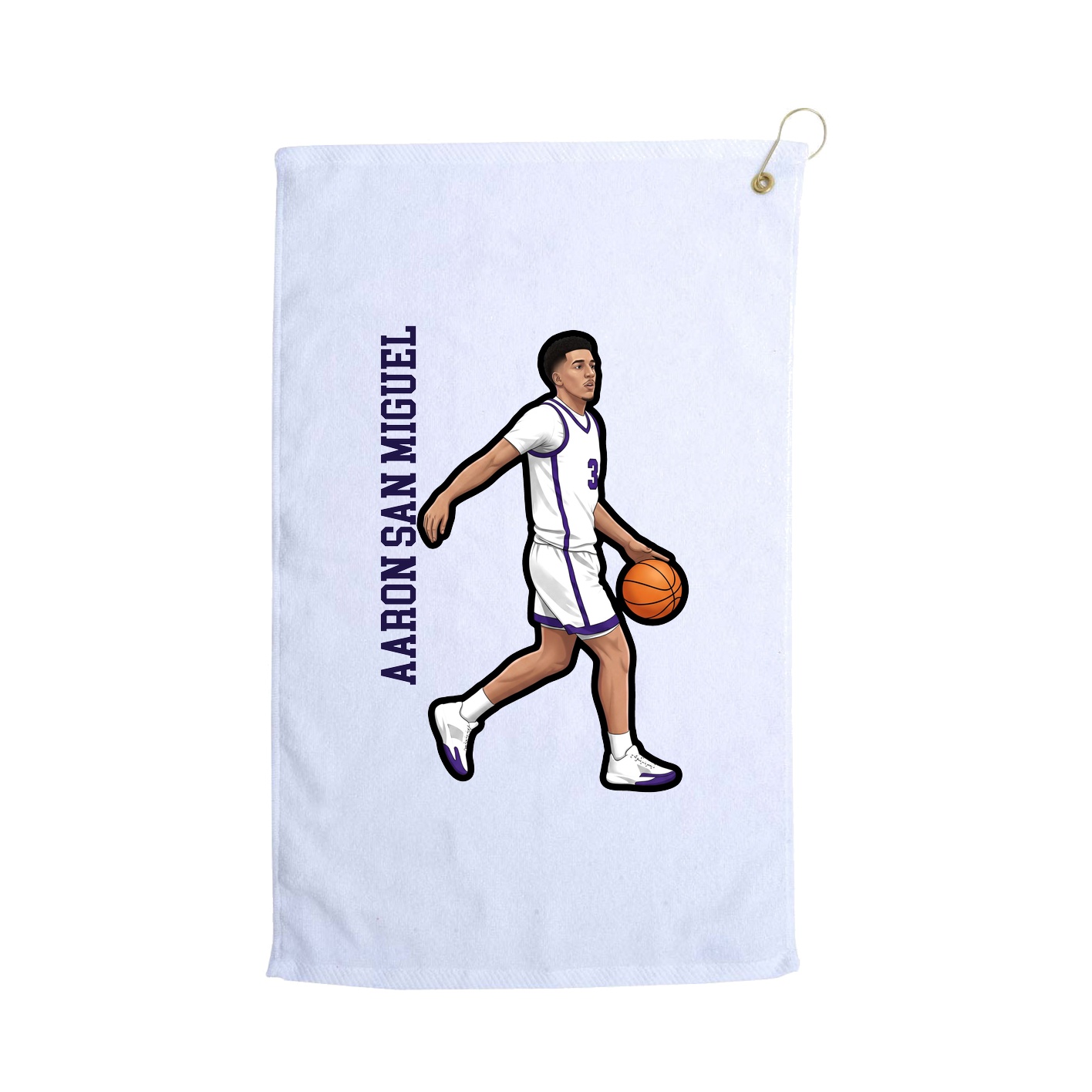 Golf Towel — Name Vertical in White