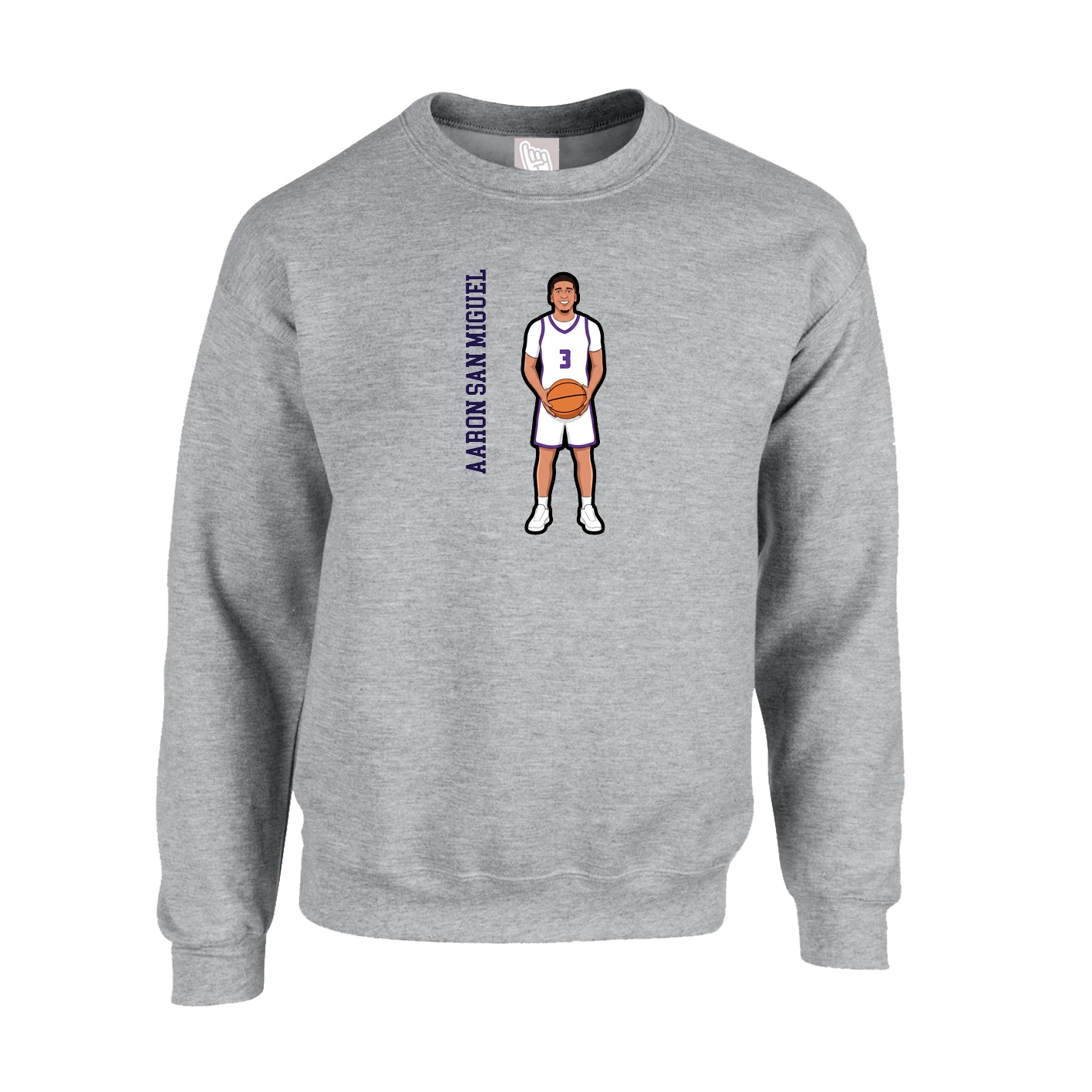 Fleece Crew — Name Vertical in Grey