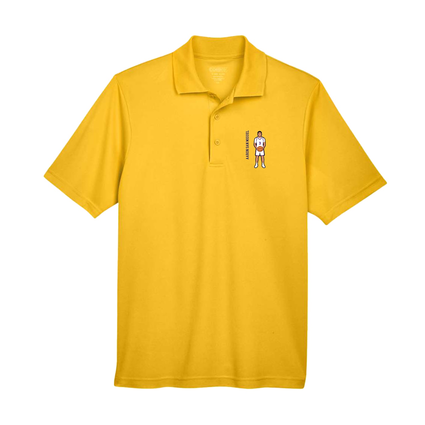 Performance Polo — Name Vertical in Gold