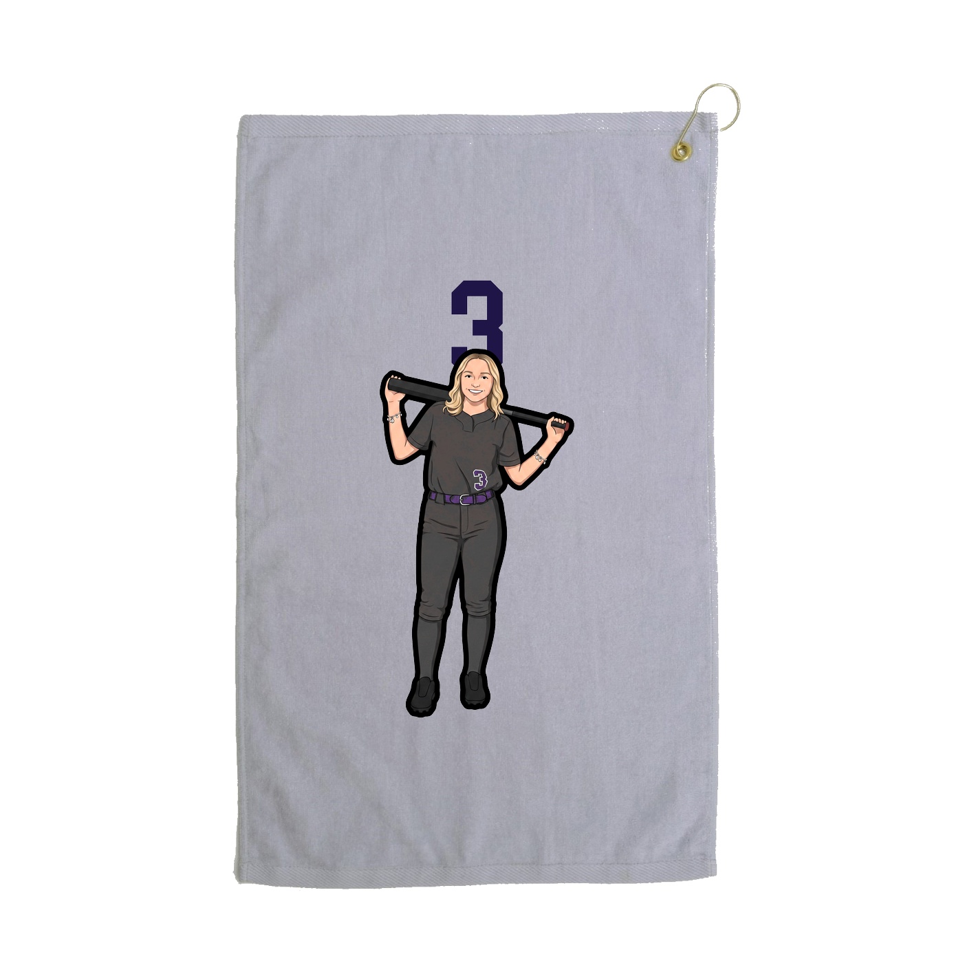 Golf Towel — Number Top in Grey